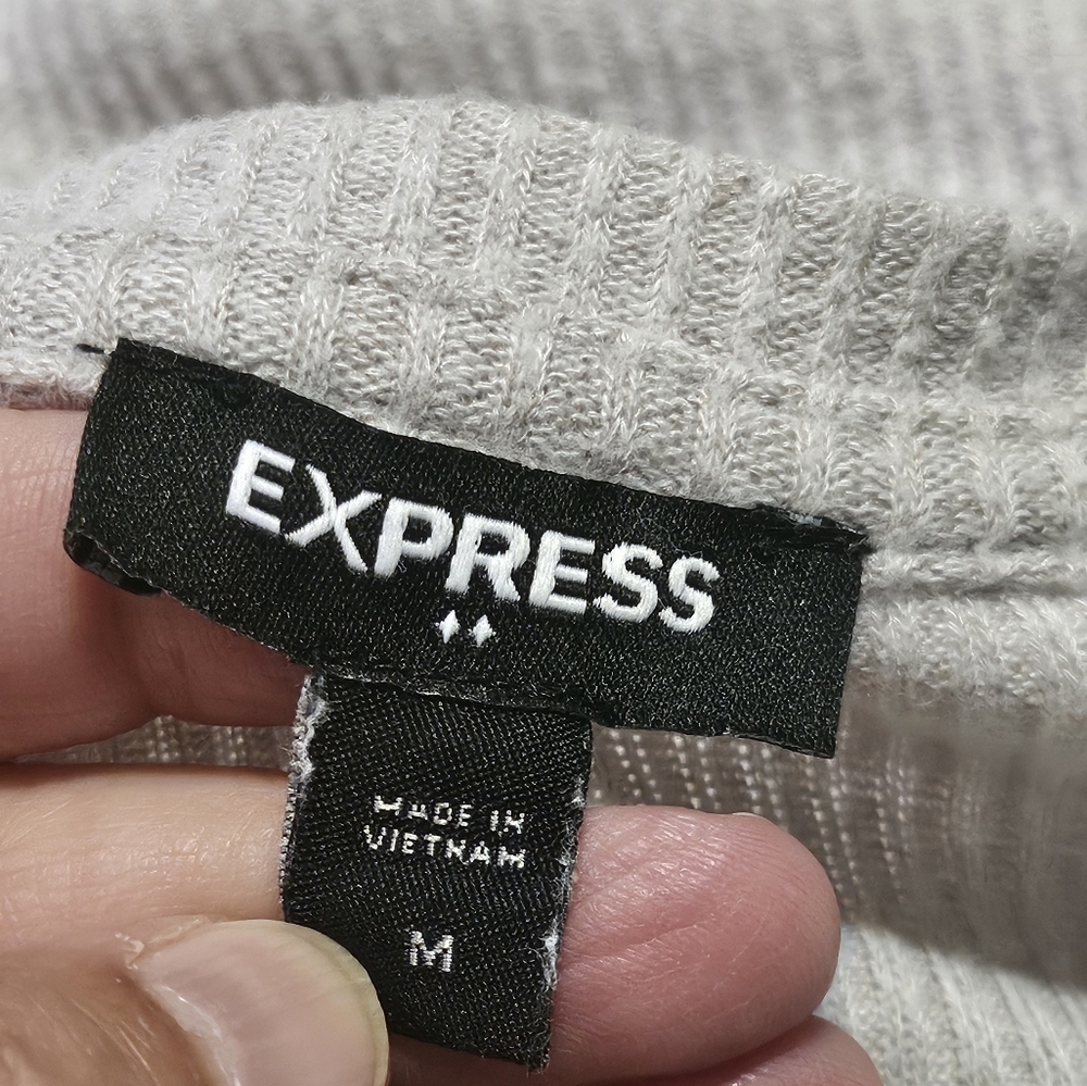 Express Factory Ribbed Drawstring hem top Sand Size M - Picture 8 of 10